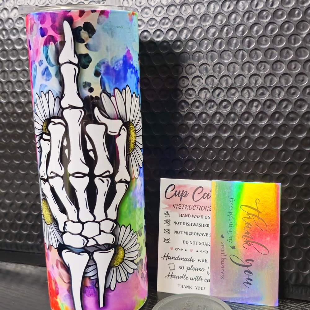Colorful Skeleton Hand Tumbler